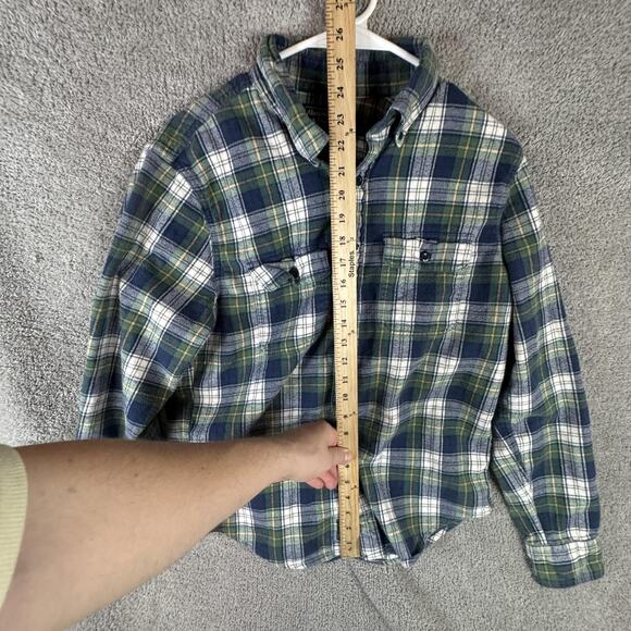 Abercrombie & Fitch Shirt Mens Medium Green Blue Plaid Flannel Button Down - Picture 5 of 8